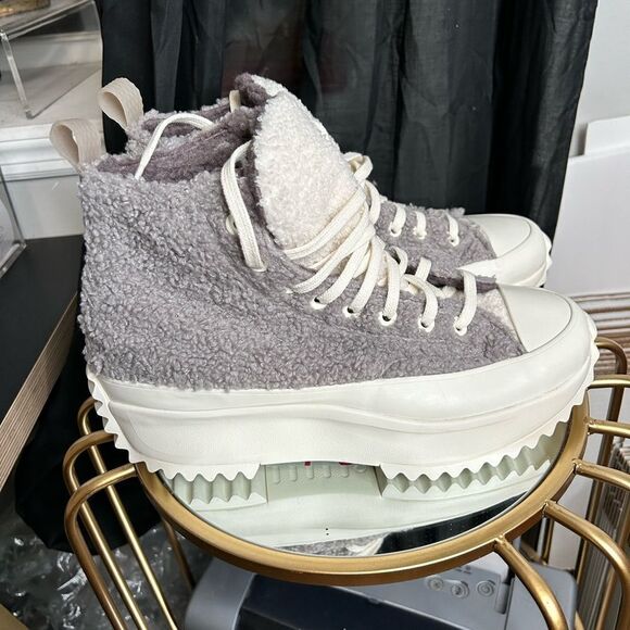Converse Chuck Taylor All Star Faux Shearling Run Star Hike Platform Sneaker - Picture 7 of 9